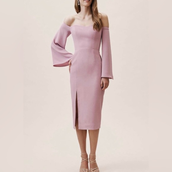 Dress the population off-shoulder pink dress [ L ] 💕 - Picture 3 of 3